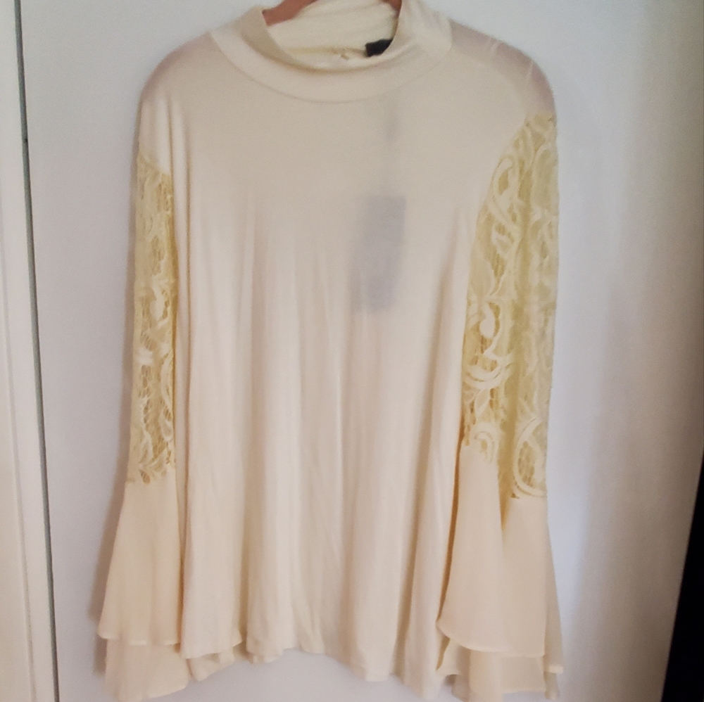 Winter white knit lace top XL NWT